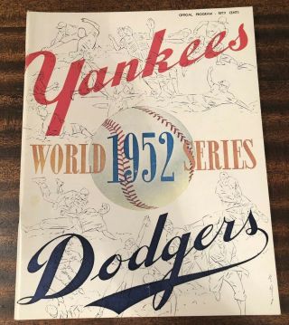 1952 World Series Program Rare Rp Signed Rdo Ny Yankees Vs Brooklyn Dodgers