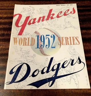 1952 World Series Program RARE RP Signed RDO NY YANKEES VS BROOKLYN DODGERS 5