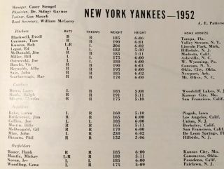 1952 World Series Program RARE RP Signed RDO NY YANKEES VS BROOKLYN DODGERS 6