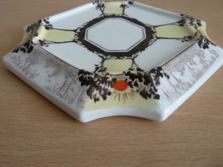 RARE SHELLEY QUEEN ANNE TEA POT STAND TREES AND SUNSET DESIGN 3