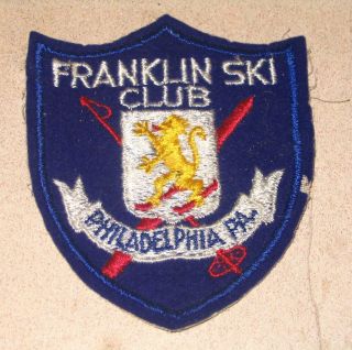 Vintage Franklin Ski Club Philadelphia Pa Early Embroidered Felt Patch Rare Club