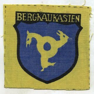 Very Rare Wwii German Bergkaukasien Volunteer Sleeve Shield