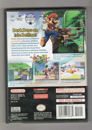 Mario Sunshine Nintendo GameCube Game Rare HTF With Case & Artwork 2