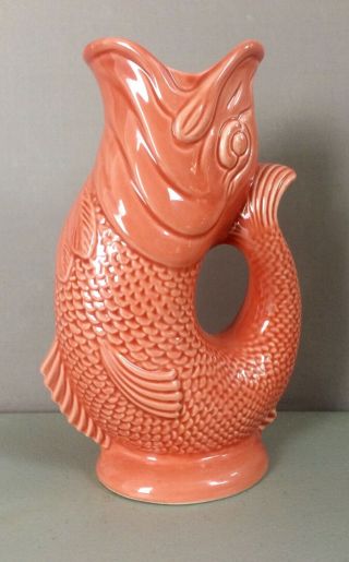 Gluggle Jug By Wade Ceramics,  England_rare Salmon Color_8.  75 " H_exc_ships