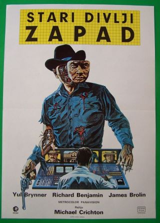Westworld - Yul Brynner/richard Benjamin - Rare Yugoslav Movie Poster 1974