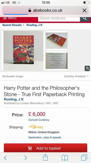 Harry Potter and the Philosophers Stone 1st Edition Very Rare Print 4