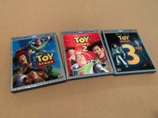 Disney Toy Story 1,  2 And 3 Slipcovers Rare Blu - Ray Set,  No 3d,  No Dvd,  Blu Only
