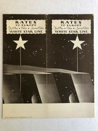 Rare 1930 White Star Line Sailing Rates Booklet | Majestic Funnels On Cover