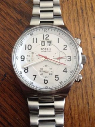 FOSSIL CH2903 QUALIFIER STAINLESS STEEL CASE BRACELET CHRONOGRAPH MENS RARE 7
