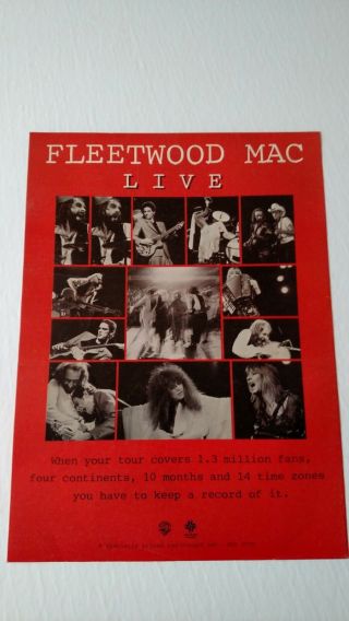 Fleetwood Mac Live (1980) Rare Print Promo Poster Ad