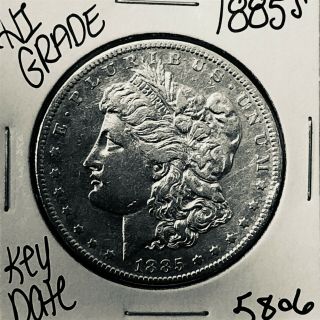 1885 S Morgan Silver Dollar Coin 5806 Rare Key Date