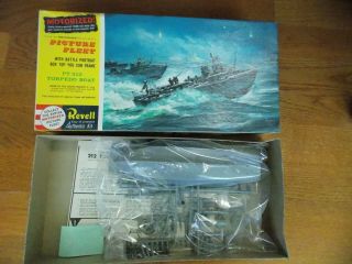 RARE Vintage Revell Picture Fleet Motoried PT Boat box with later issue kit.  H3 3