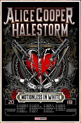 Alice Cooper | Halestorm | Motionless In White 2019 Ltd Ed Rare Tour Poster