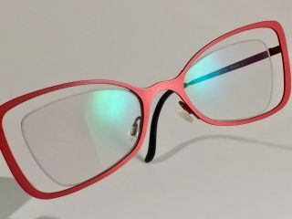 Unique & Rare Theo Belgium “koko” Red Titanium Cat Eye Eyeglasses Frames Ecu