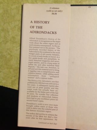 RARE HTF A History of the Adirondacks by Alfred L.  Donaldson 2 Vol.  Century, 2