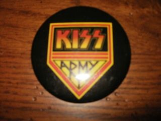 Kiss Army 1977 Rare Official 3 " Pin Gene Simmons Paul Ace Peter Criss Aucoin