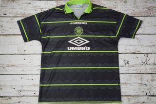 Rare Vintage 1998 Celtic Football Club Black Umbro Soccer Jersey Men’s Sz Xl
