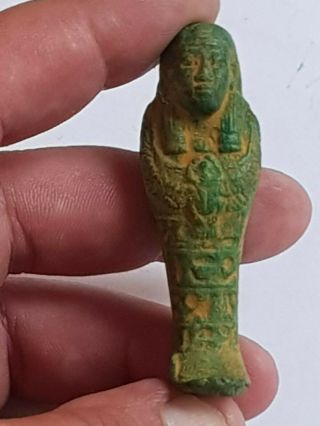 Exeptional Extremely Rare Ancient Egyptian Shabti 300 Bc.  13.  0 Gr.  65 Mm