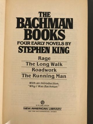 The Bachman Books Stephen King RARE Rage Roadwork Long Walk TPB Running Man 3