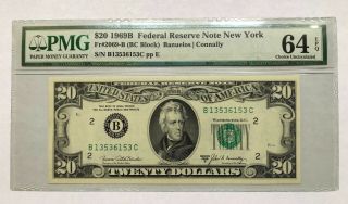 1969b $20 York Frn,  Pmg Choice Uncirculated 64 Epq Banknote,  Rare Series