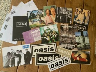 Oasis Official Fanclub Mailing List Cards & Stickers Rare Includes 2 Xmas Cards