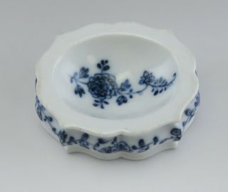 Rare Mid 1700s German Blue & White Floral Porcelain Open Trencher Salt Cellar