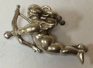 Lovely Rare Vintage Silver Bracelet Charm Of Cupid With Bow And Arrow Love 