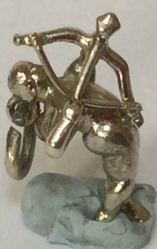 LOVELY RARE VINTAGE SILVER BRACELET CHARM OF CUPID WITH BOW AND ARROW LOVE  4