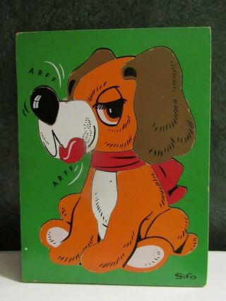 Very Rare Vintage Sifo Wooden Orange Dog Puzzle L@@k