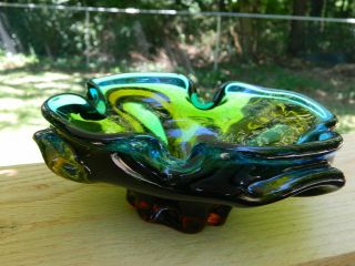 Rare Pilgrim Glass Murano Moretti Sommerso Freeform Bowl Ashtray W/ Label 4 Lbs