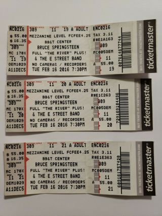 3 Rare Bruce Springsteen Feb 16,  2016 Tickets