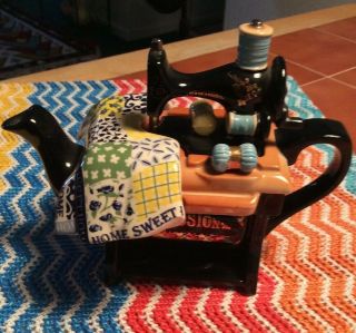 Rare Collectible Cardew Infusion Sewing Machine Teapot W/ Quilt Small Flaw