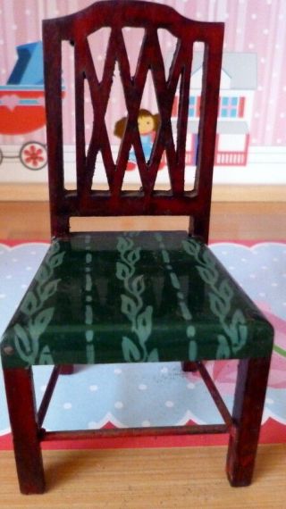 Rare Vintage Tynietoy Tynie Toy Green Painted Sheraton Chair Dollhouse Miniature