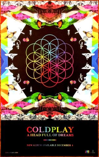 Coldplay A Head Full Of Dreams Ltd Ed Rare Litho Tour Poster,  Rock Poster