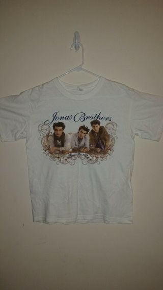 Rare Jonas Brothers 2009 World Tour Beige Concert Sz M Shirt J22