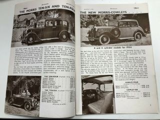 Rare Morris Cars 1934 8 Page Advert Booklet / Brochure September 5th 1933
