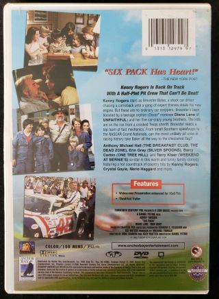 Six Pack (DVD,  1982,  2006,  Widescreen) Kenny Rogers,  Diane Lane,  Erin Gray RARE 3
