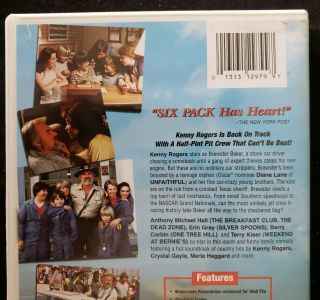 Six Pack (DVD,  1982,  2006,  Widescreen) Kenny Rogers,  Diane Lane,  Erin Gray RARE 4