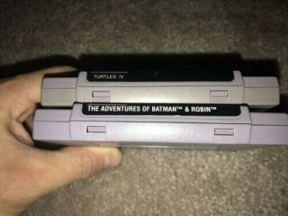 Two RARE SNES games: TMNT 4 and Adventures of Batman & Robin 100 Authentic 4