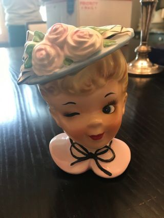 Rare Vintage Winking Head Vase