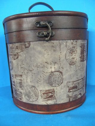 Rare Vintage Wood Travel Case With Leather Strap And Handle Postal Design