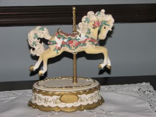 Vintage Rare Vanity Fair Flower Carousel Horse Music Box Limited Edition Ornate