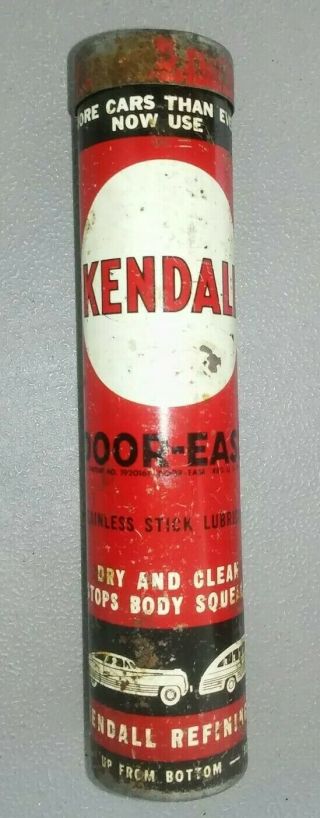 Kendall Door Ease Auto Door Grease Tin Oil Can Pa Antique Rare Motor Car