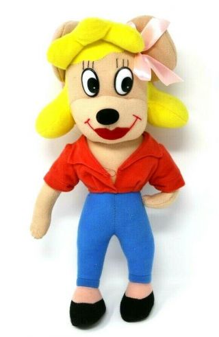Rare 14 " A&a Pearl Pureheart Plush Doll Mighty Mouse Girlfriend 1997 Terrytoons