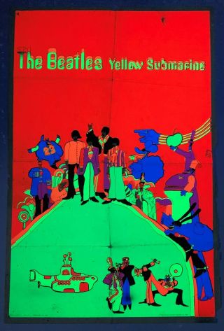 Very Rare 1969 Beatles Yellow Submarine Black Light Poster (c) Kfs Subafilms Ltd