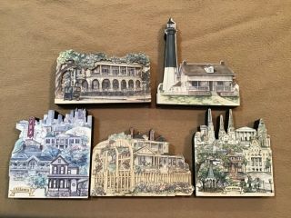Patsy Gullet Rare Set Of 5,  Architectural 3d Blocks,  2 Signed