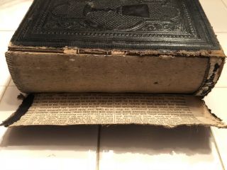 Antique 1895 German Bible Die Bibel Heilige Schrift Old Leather RARE 7