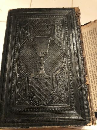 Antique 1895 German Bible Die Bibel Heilige Schrift Old Leather RARE 8