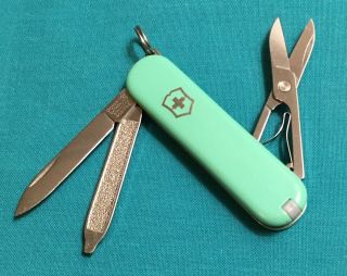 Rare Victorinox Swiss Army Knife - Limited Classic Sd - Pale Green Handles