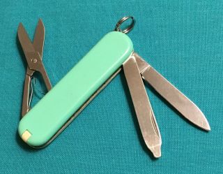 RARE Victorinox Swiss Army Knife - Limited Classic SD - Pale Green Handles 2